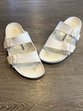 Birkenstock White Rubber Arizona Slide Summer Lightweight Sandals Unisex Size 41